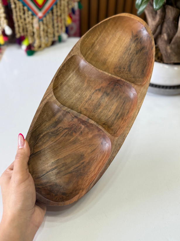 اردو خوری سه خونه چوب گردو مستطیلی