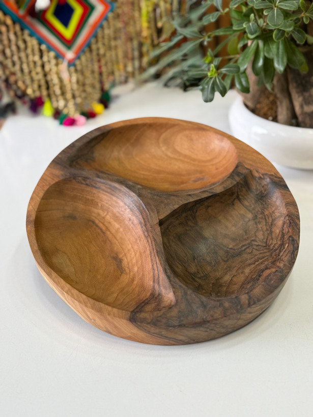 اردو خوری دایره ای سه خونه از جنس چوب گردو