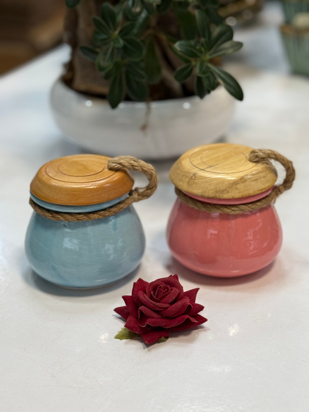 قندان درب چوبی سفالی