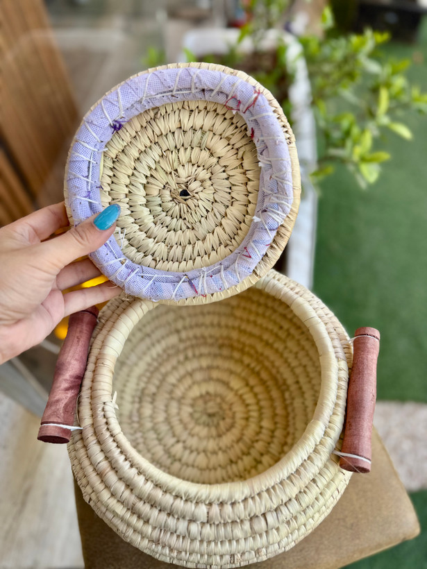 جا برنجی حصیری ۵کیلویی دسته دار با پیمانه