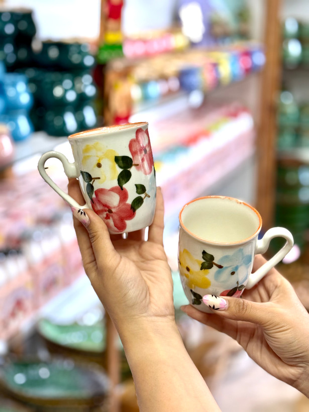 لیوان سرامیکی گلدار